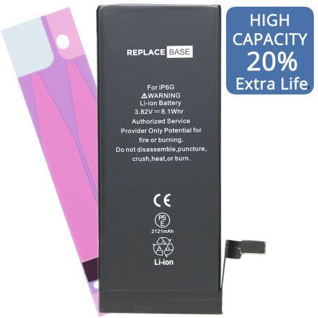Battery Replacement High Capacity 2121mAh (20% Extra) with Adhesive Kit by for iPhone 7