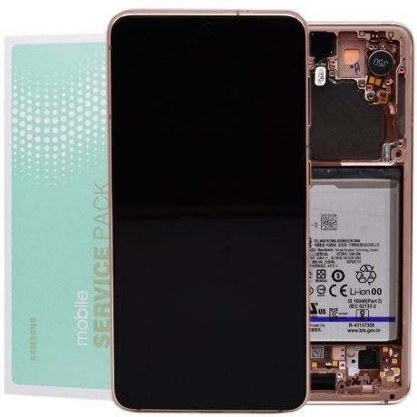 Genuine Samsung S21 5G / G991 | Replacement AMOLED Touch Screen Assembly With Chassis & Battery | Phantom Pink | Service Pack | GH82-24716D