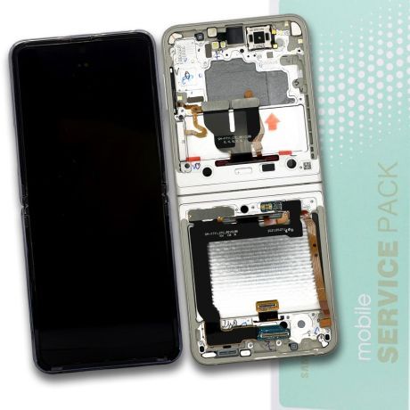 Genuine Samsung Z Flip 3 5G / F711 | Replacement AMOLED Touch Screen Assembly With Chassis | Cream | Service Pack | GH82-27243B